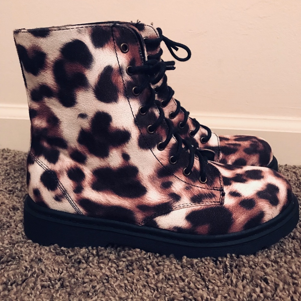 Cheetah print combat boots. Size 7.5